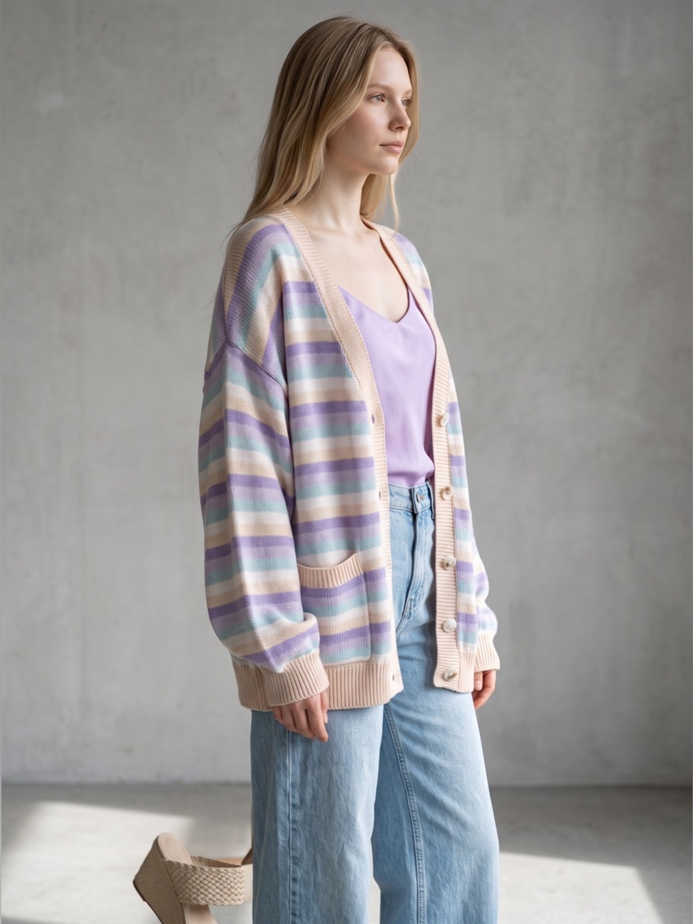 Le Lis Pastel Striped Cardigan - Picture 9 of 9